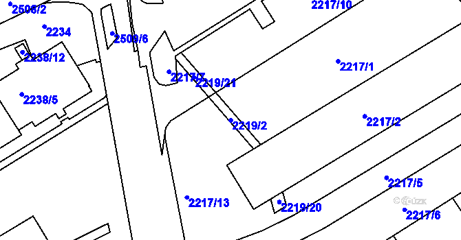 Parcela st. 2219/2 v KÚ Jeseník, Katastrální mapa