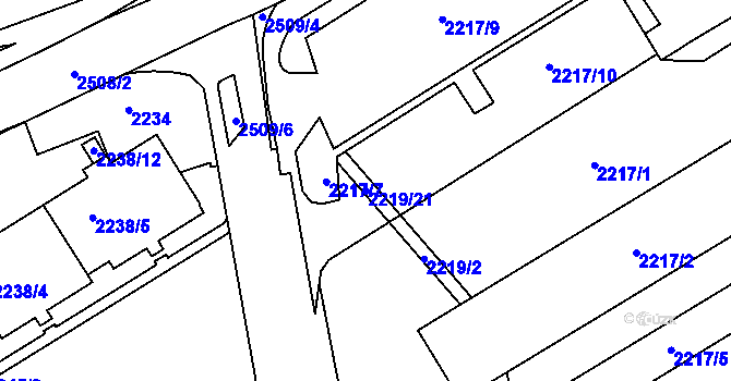 Parcela st. 2219/21 v KÚ Jeseník, Katastrální mapa