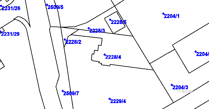 Parcela st. 2228/4 v KÚ Jeseník, Katastrální mapa