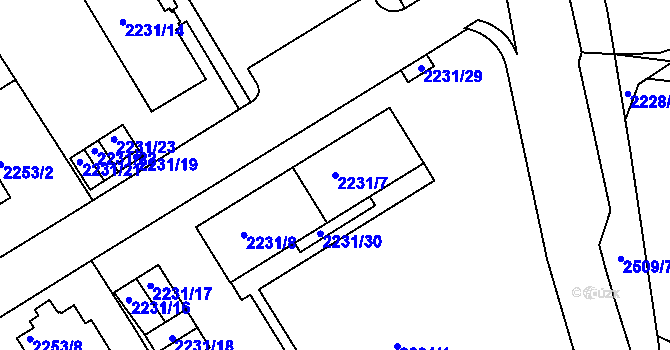 Parcela st. 2231/7 v KÚ Jeseník, Katastrální mapa