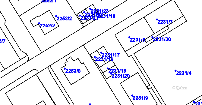 Parcela st. 2231/17 v KÚ Jeseník, Katastrální mapa