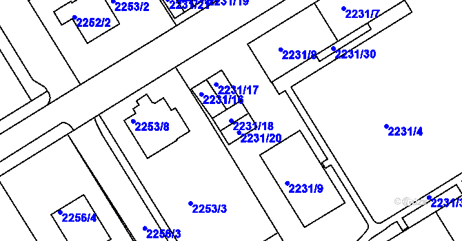 Parcela st. 2231/18 v KÚ Jeseník, Katastrální mapa