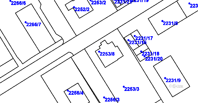 Parcela st. 2253/8 v KÚ Jeseník, Katastrální mapa