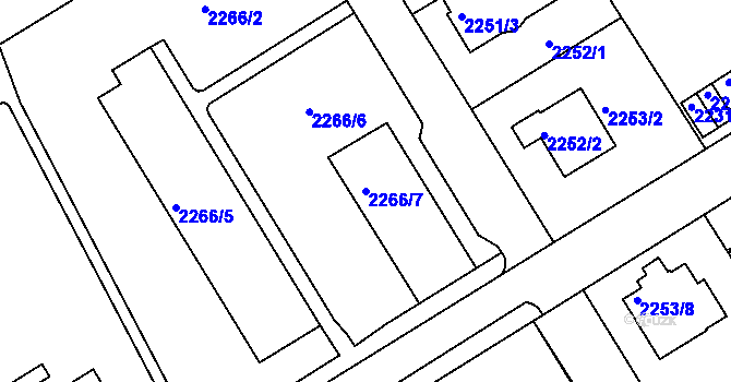 Parcela st. 2266/7 v KÚ Jeseník, Katastrální mapa