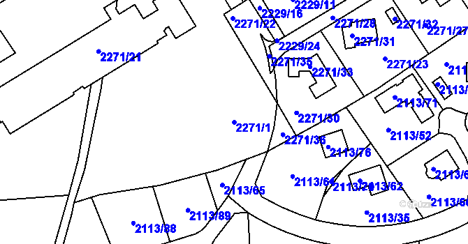 Parcela st. 2271/1 v KÚ Jeseník, Katastrální mapa