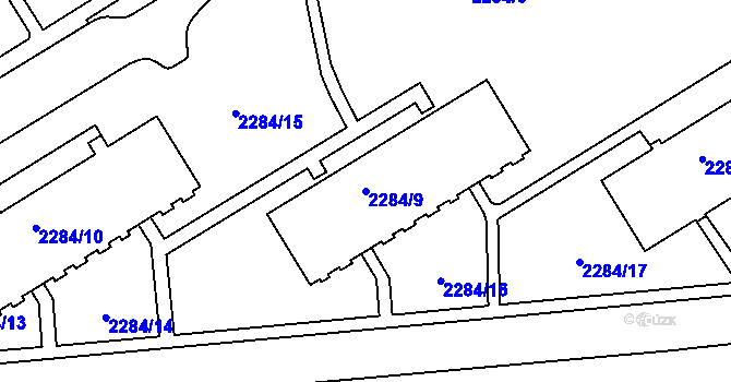 Parcela st. 2284/9 v KÚ Jeseník, Katastrální mapa