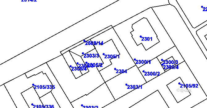 Parcela st. 2305/1 v KÚ Jeseník, Katastrální mapa