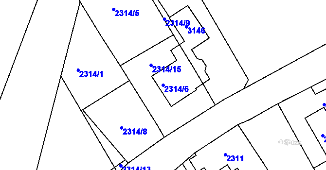 Parcela st. 2314/6 v KÚ Jeseník, Katastrální mapa