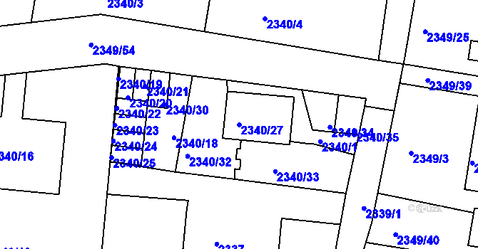 Parcela st. 2340/27 v KÚ Jeseník, Katastrální mapa