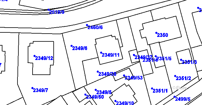 Parcela st. 2349/11 v KÚ Jeseník, Katastrální mapa