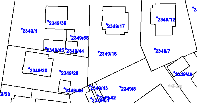 Parcela st. 2349/16 v KÚ Jeseník, Katastrální mapa