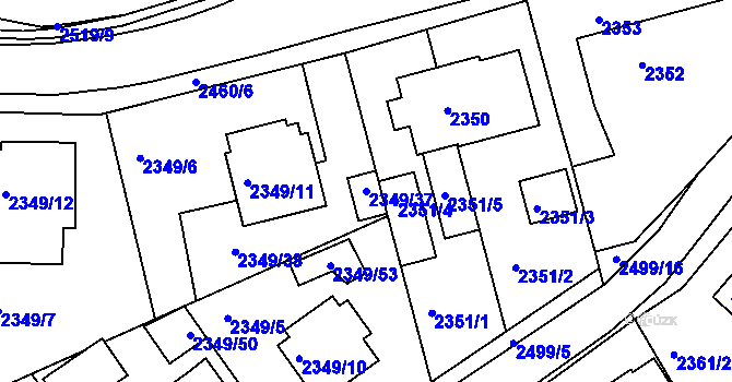 Parcela st. 2349/37 v KÚ Jeseník, Katastrální mapa