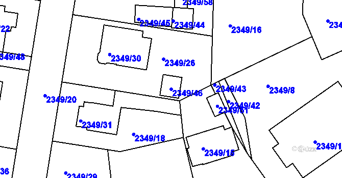 Parcela st. 2349/46 v KÚ Jeseník, Katastrální mapa