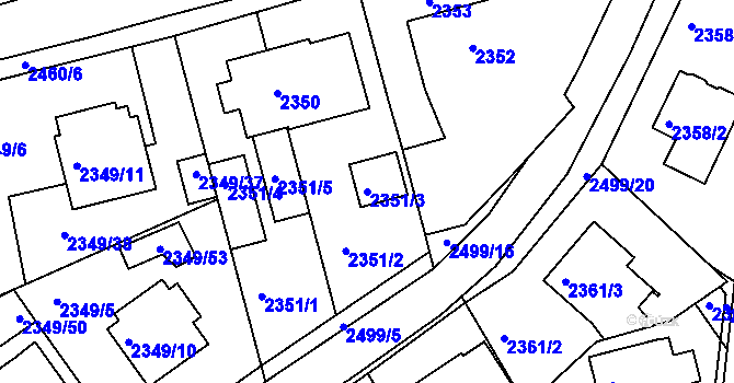 Parcela st. 2351/3 v KÚ Jeseník, Katastrální mapa