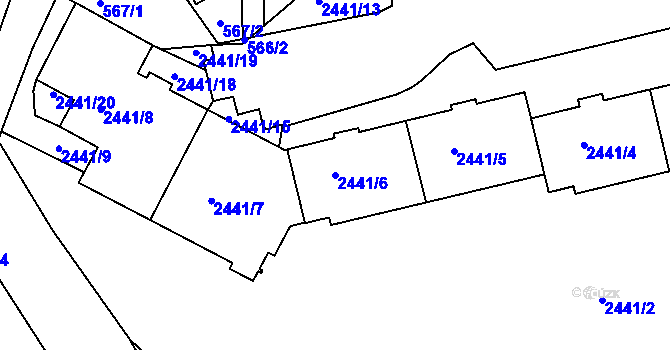 Parcela st. 2441/6 v KÚ Jeseník, Katastrální mapa