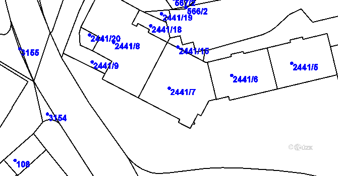 Parcela st. 2441/7 v KÚ Jeseník, Katastrální mapa