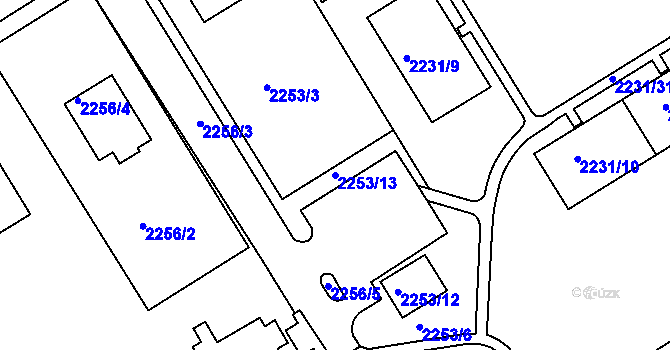 Parcela st. 2253/13 v KÚ Jeseník, Katastrální mapa