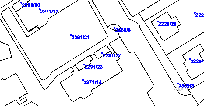 Parcela st. 2291/22 v KÚ Jeseník, Katastrální mapa