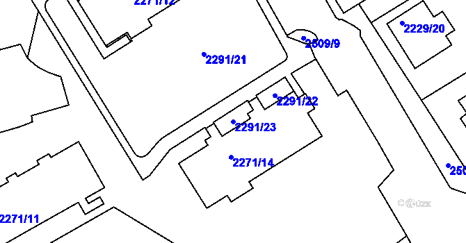 Parcela st. 2291/23 v KÚ Jeseník, Katastrální mapa