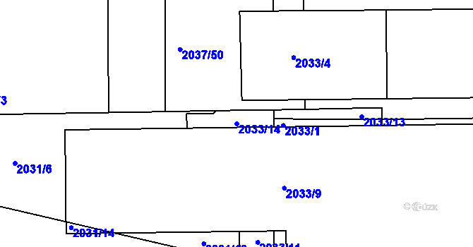 Parcela st. 2033/14 v KÚ Jeseník, Katastrální mapa