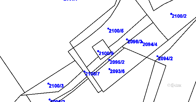 Parcela st. 2100/9 v KÚ Jeseník, Katastrální mapa
