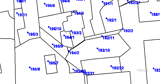 Parcela st. 182/15 v KÚ Jeseník, Katastrální mapa