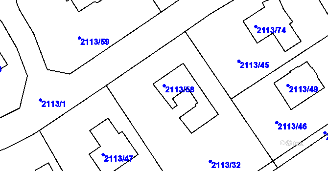 Parcela st. 2113/58 v KÚ Jeseník, Katastrální mapa