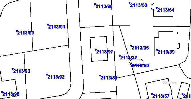 Parcela st. 2113/97 v KÚ Jeseník, Katastrální mapa
