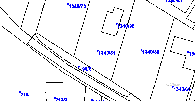 Parcela st. 1340/31 v KÚ Bukovice u Jeseníka, Katastrální mapa