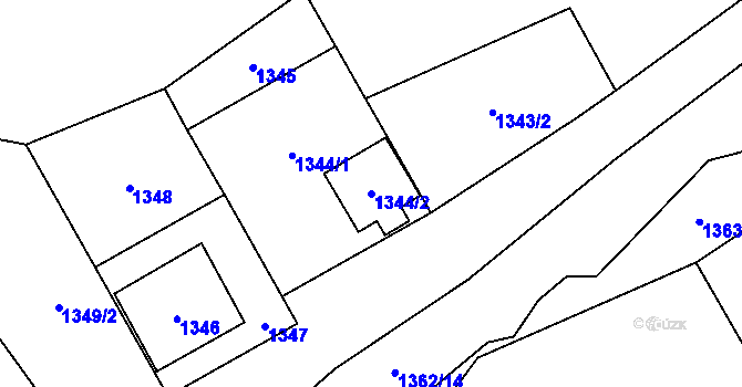 Parcela st. 1344/2 v KÚ Bukovice u Jeseníka, Katastrální mapa