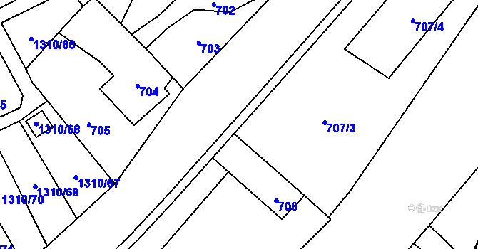 Parcela st. 707/5 v KÚ Bukovice u Jeseníka, Katastrální mapa