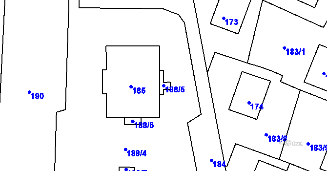 Parcela st. 188/5 v KÚ Bukovice u Jeseníka, Katastrální mapa