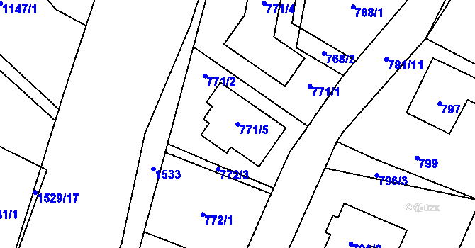Parcela st. 771/5 v KÚ Bukovice u Jeseníka, Katastrální mapa
