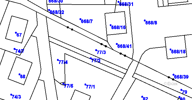 Parcela st. 77/3 v KÚ Bukovice u Jeseníka, Katastrální mapa