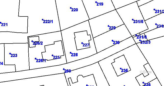 Parcela st. 227 v KÚ Bukovice u Jeseníka, Katastrální mapa