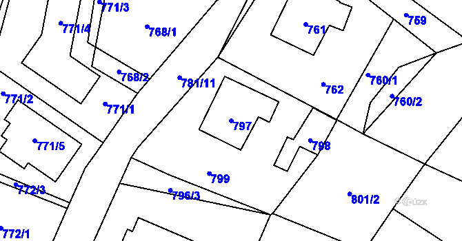 Parcela st. 797 v KÚ Bukovice u Jeseníka, Katastrální mapa