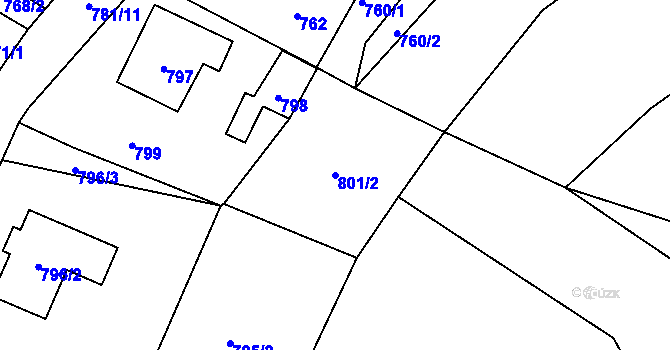 Parcela st. 801/2 v KÚ Bukovice u Jeseníka, Katastrální mapa