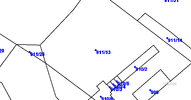 Parcela st. 911/13 v KÚ Bukovice u Jeseníka, Katastrální mapa