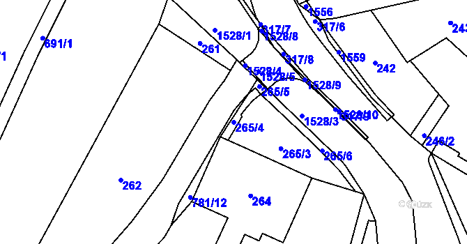 Parcela st. 265/4 v KÚ Bukovice u Jeseníka, Katastrální mapa