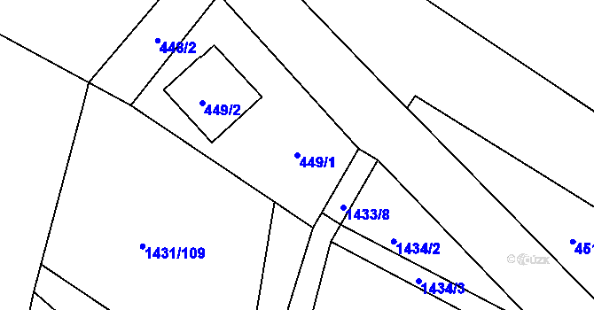 Parcela st. 449/1 v KÚ Bukovice u Jeseníka, Katastrální mapa