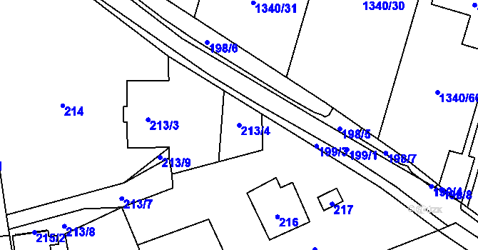 Parcela st. 213/4 v KÚ Bukovice u Jeseníka, Katastrální mapa