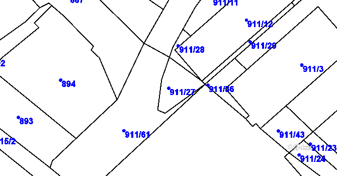 Parcela st. 911/27 v KÚ Bukovice u Jeseníka, Katastrální mapa