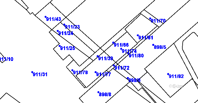 Parcela st. 911/39 v KÚ Bukovice u Jeseníka, Katastrální mapa