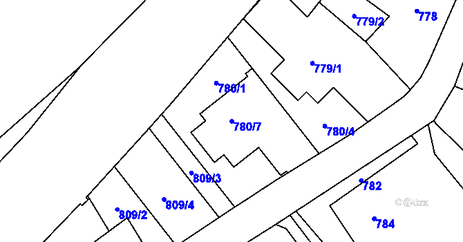 Parcela st. 780/7 v KÚ Bukovice u Jeseníka, Katastrální mapa