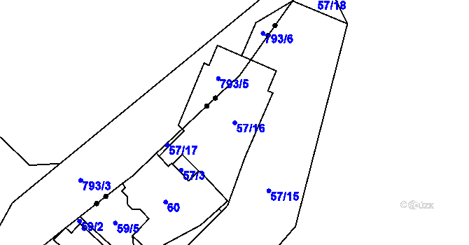 Parcela st. 57/16 v KÚ Seč u Jeseníka, Katastrální mapa