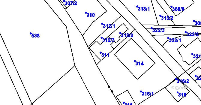 Parcela st. 311 v KÚ Seč u Jeseníka, Katastrální mapa