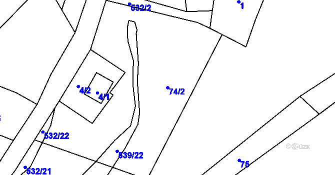Parcela st. 74/2 v KÚ Seč u Jeseníka, Katastrální mapa