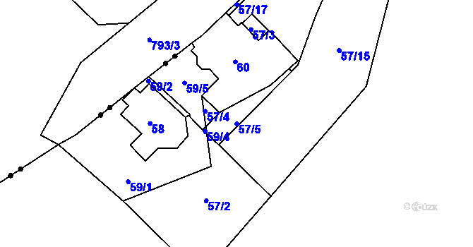 Parcela st. 57/5 v KÚ Seč u Jeseníka, Katastrální mapa