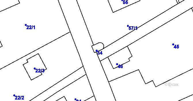 Parcela st. 54 v KÚ Hrabětice nad Odrou, Katastrální mapa