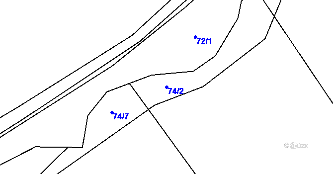 Parcela st. 74/2 v KÚ Hrabětice nad Odrou, Katastrální mapa